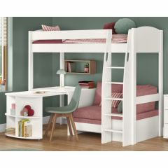 Stompa Uno S 22 High Sleeper with Pink Blossom Sofa Bed & Pull Out Desk