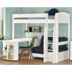 Stompa Uno S 22 High Sleeper with Ocean Blue Sofa Bed & Pull Out Desk