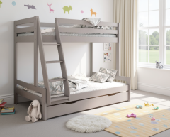 Astral Solid Wood Triple Bunk Bed with Optional Drawers in Grey