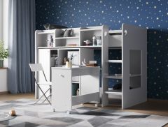 Flair Wizard High Sleeper Storage Station in Solid White 