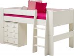 Steens For Kids Midsleeper with 3+2 Chest in Solid Plain White
