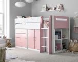 Lacy Pink & White Storage Mid Sleeper Bed  - 3ft Single