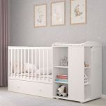 Kidsaw Kudl 800 Cot with Drawer and Storage Unit in White