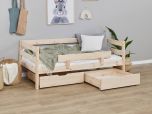 Hoppekids ECO Shorty Daybed with Safety Rail & Drawers in Natural Pine