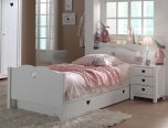 Vipack Amori Kids Single Bed in White with Underbed Trundle