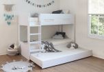 Billie Bunk Bed in White with Underbed Trundle