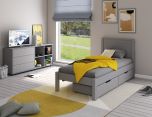 Stompa Classic Low End Single Bed in Grey with Drawers