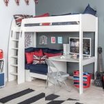 Stompa Uno S 21 High Sleeper with Desk and Blue Sofa Bed