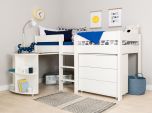 Stompa Duo Midsleeper with Pull Out Desk & 3 Drawer Chest