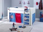 Steens Memphis UK Mid Sleeper Bed in Surf White + Superior Mattress + Play Tent