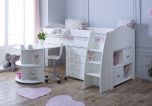 Kids Avenue Eli E Mid Sleeper Cabin Bed with Pull Out Desk, Drawers & Bookcase