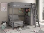 Kids Avenue Estella High Sleeper 2 with Sofa Bed and Storage in Grey