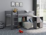 Kids Avenue Estella 1 Midsleeper Bed with Pull Out Desk and Storage Cube Unit in Grey