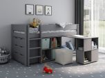 Kids Avenue Estella 2 Midsleeper Bed with Pull Out Desk, Chest and Cube Unit in Grey 