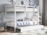 Noah White Bunk Bed with Underbed Trundle & Mattress Bundle