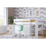 Kidsaw Coast Mid Sleeper Bed in White with Desk & Storage