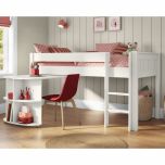 Stompa Classic White Mid Sleeper with Pull Out Desk - UK Single Size