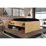 Parisot Travel Ottoman Storage Bed in Oak & Black