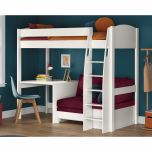 Stompa Uno S High Sleeper with Desk and Berry Red Sofa Bed