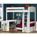 Stompa Uno S 22 High Sleeper With Berry Red Sofa Bed & Pull Out Desk