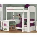 Stompa Uno S 22 High Sleeper with Purple Heather Sofa Bed & Pull Out Desk