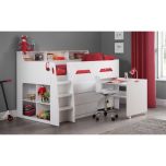 Julian Bowen Jupiter Mid Sleeper Cabin Bed in White + Superior Mattress Bundle