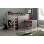 Julian Bowen Jupiter Mid Sleeper Cabin Bed in Grey Oak + Superior Mattress Bundle