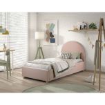 Vipack Moon Ottoman Storage Single Bed in Boucle Pink
