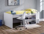 Julian Bowen Neptune Midsleeper Bed in White with Desk & Storage
