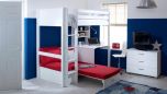 Thuka Nordic High Sleeper Bed 3 in White with Desk and Futon