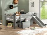 Vipack Pino Low Mid Sleeper Bed in Grey with Slide