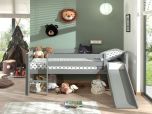 Vipack Pino Low Mid Sleeper Bed in Grey with Slide