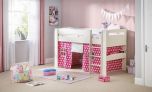 Julian Bowen Pluto Mid Sleeper Bed in Stone White with Pink Star Tent