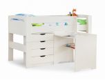 Julian Bowen Pluto Midsleeper Bed, Chest and Desk in Stone White