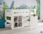 Julian Bowen Pluto Midsleeper Bed, Bookcase and Desk in Surf White