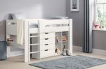Julian Bowen Pluto Midsleeper Bed, Bookcase and Chest in Surf White