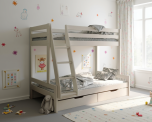 Astral Solid Wood Triple Bunk Bed with Optional Drawers in White