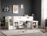 Flair Charlie White Mid Sleeper Cabin Bed Set with Storage & Desk