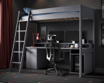 Astral Solid Wood Gaming High Sleeper Bed & Desk in Grey