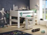 Steens for Kids Midsleeper in Surf White with Pull-out Desk