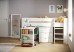 Steens For Kids Midsleeper + 3 Drawer Chest + Pull out Desk in Surf White