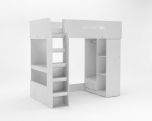 Kidsaw Kudl High Sleeper Loft Bed in White with Desk, Storage & Wardrobe