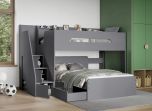 Flair Stepaside Staircase L Shaped Triple Bunk Bed in Grey