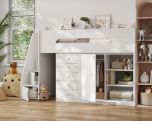 Flair Stepaside Staircase High Sleeper Storage Station in White