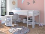 Stompa Uno White Mid Sleeper Bed with Pull Out Desk