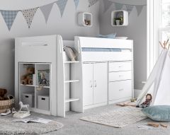 Lacy White Storage Mid Sleeper Bed - 3ft Single