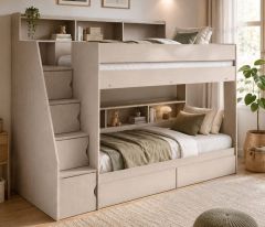 Julian Bowen Camelot Staircase Bunk Bed - Nordic White Wood Effect