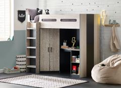 High sleeper bed in Woodgrain & Anthracite