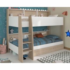 Parisot Shelter Bunk Bed in White & Oak with Underbed Drawer