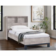 Julian Bowen Bali Bookcase Headboard Single Bed in Grey Oak